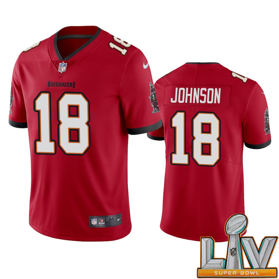 Super Bowl LV 2021 Tampa Bay Buccaneers Men Nike NFL #18 Tyler Johnson Red Vapor Untouchable Limited Jersey